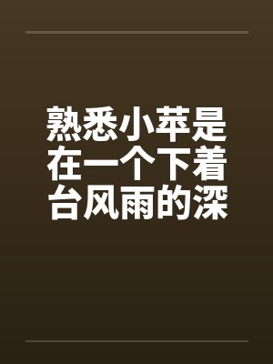 熟悉小苹是在一个下着台风雨的深夜。